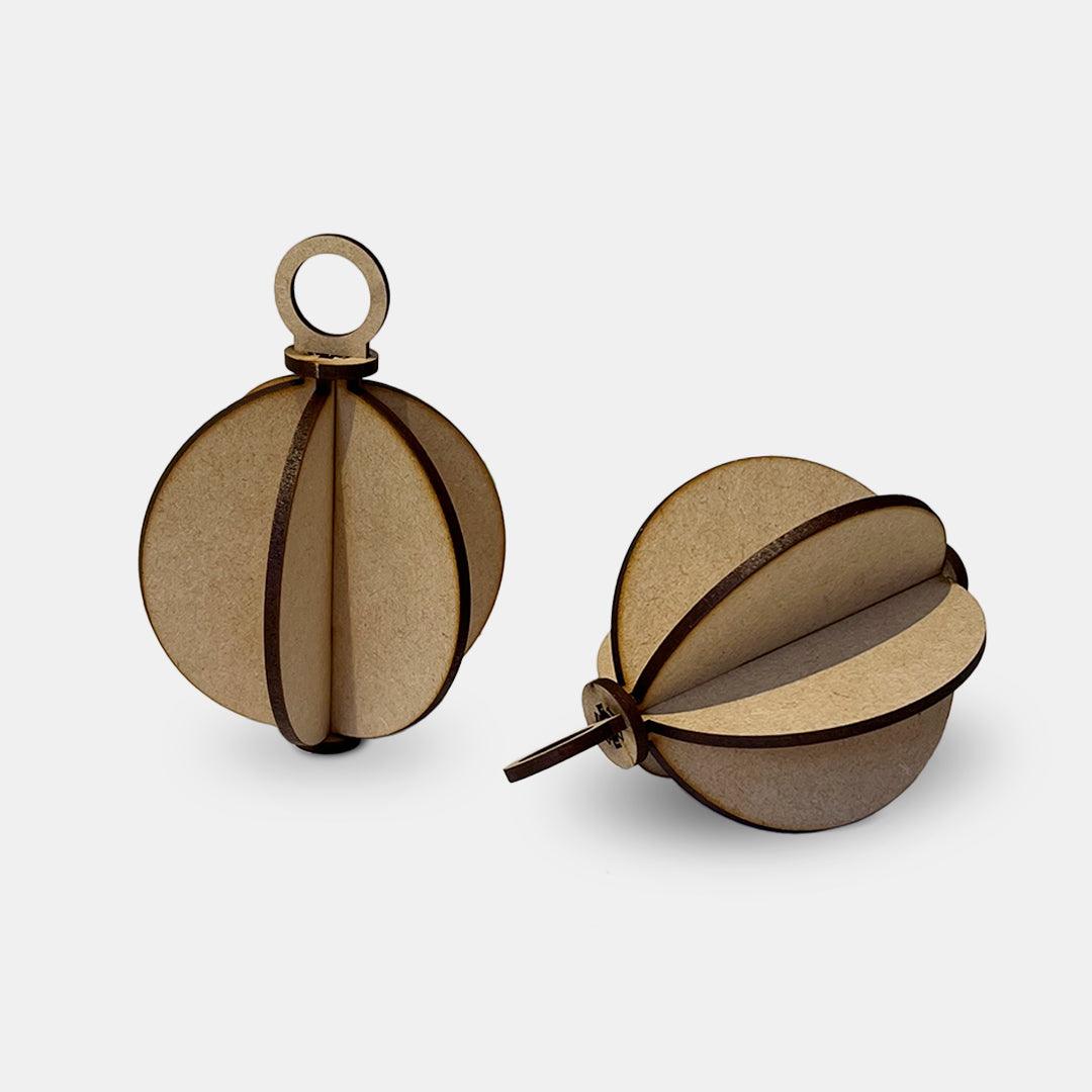 3D Bauble - Etched x2 - Grizzly Bear
