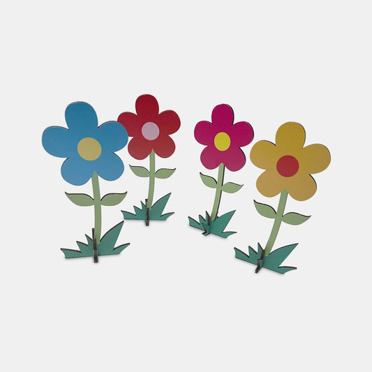 Flowers - Coloured x4
