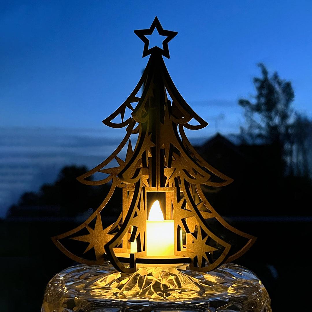 Candle Christmas Tree - Stars - Grizzly Bear