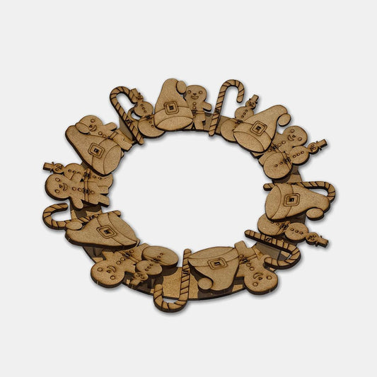 Christmas Wreath - Etched - Grizzly Bear