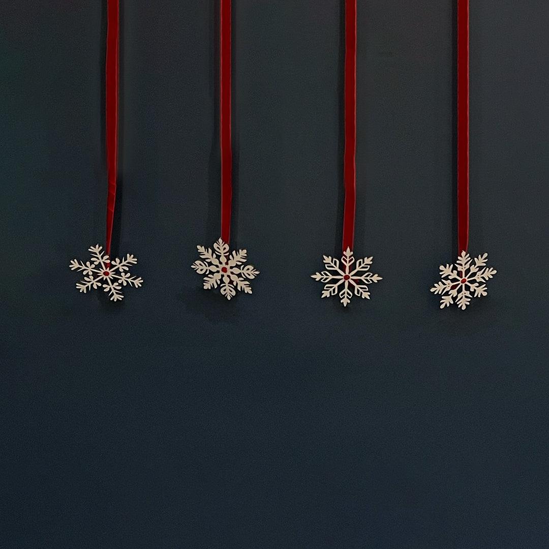 Ribbon - Coloured Snow Flakes x4 - Grizzly Bear