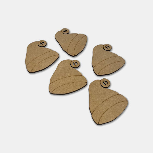 Ribbon - Etched Christmas Hats x5 - Grizzly Bear