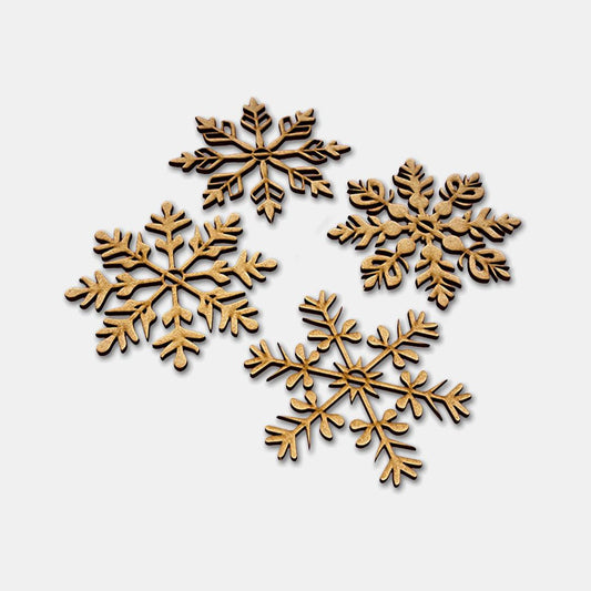 Ribbon - Etched Snow Flake x4 - Grizzly Bear
